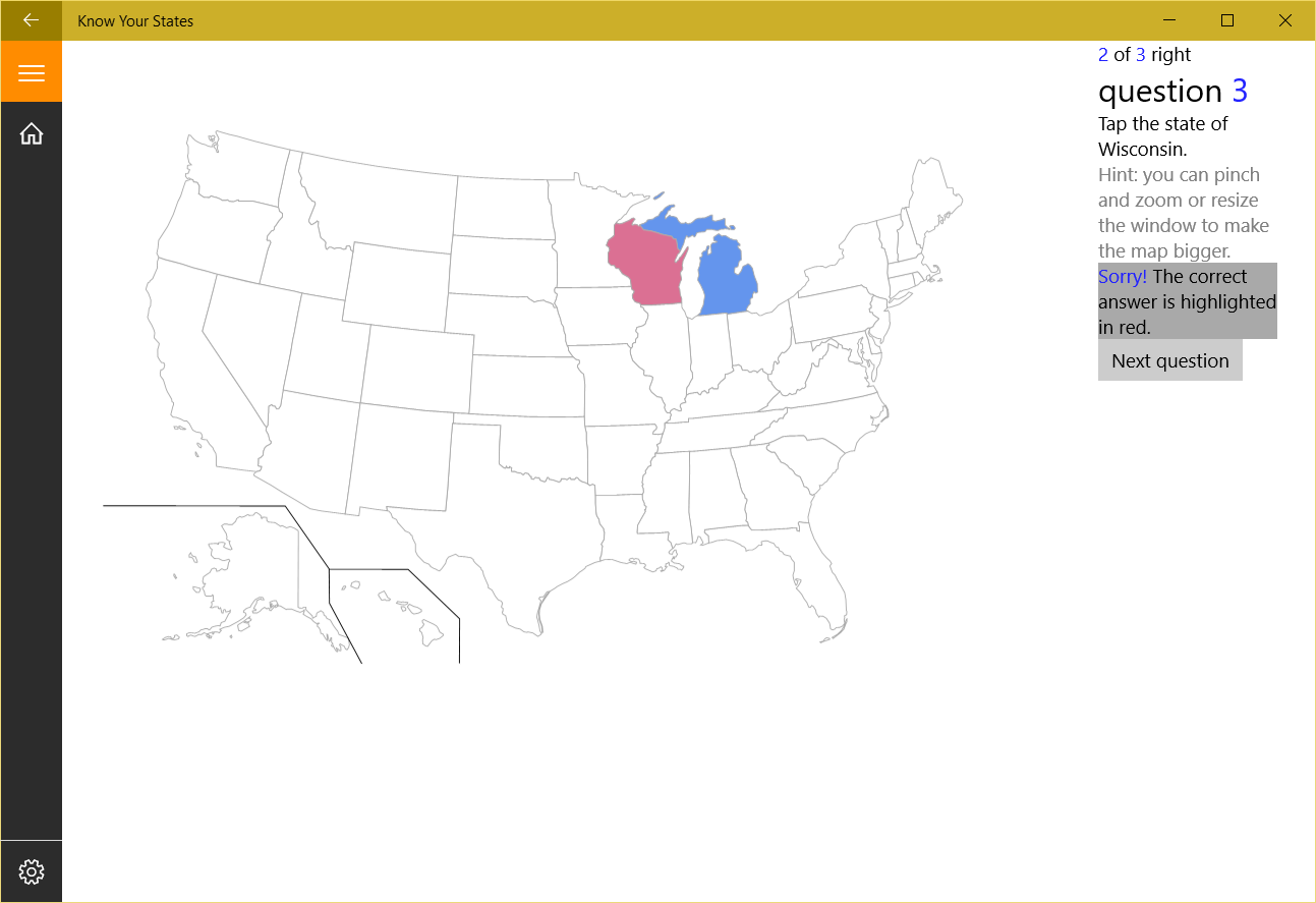 With an in-app purchase, quiz yourself on a US map!