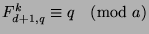 $F_{d+1,q}^k\equiv q\pmod{a}$