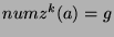 $numz^k (a) = g$